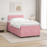 Łóżko Box Spring z materacem i LED różowy 120 x 200 cm Welur