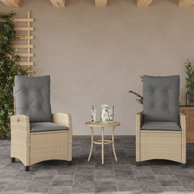 3-cz. zestaw mebli bistro z poduszkami, mieszany beż, rattan PE
