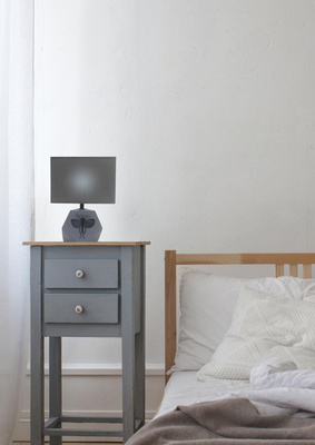 Lampka nocna Animi szara z abażurem 1xE14 lampa stołowa