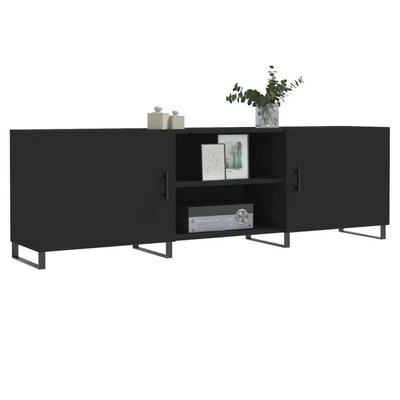 vidaXL Szafka pod TV, czarna, 150x30x50 cm, materiał drewnopochodny