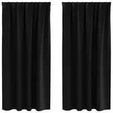 Firany blackout z kółkami 2 pcs Czarny 175 x 140 cm Poliester