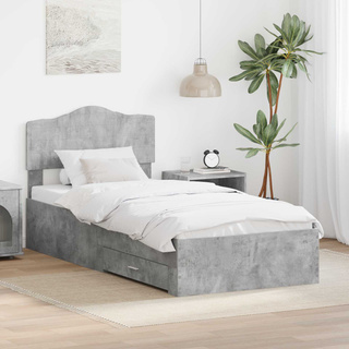 Ramka łóżka Betonowy szary 100 x 200 cm Drewno inżynieryjne
