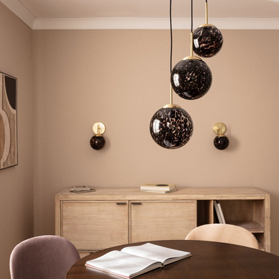Lampa Wiszącza 3 szkalne Czarne Kule E14 Abruzzo Sfero