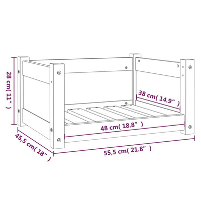 Legowisko dla psa, czarne, 55,5x45,5x28 cm, lite drewno sosnowe vidaXL