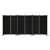 Parawan 6-panelowy, czarny, 520x180 cm, tkanina