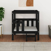 vidaXL Legowisko dla psa, czarne, 65,5x43x70 cm, lite drewno sosnowe