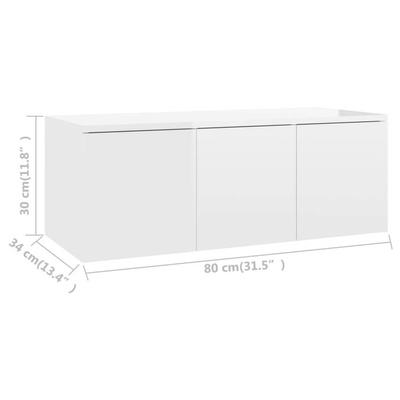 vidaXL Szafka pod TV, biała, wysoki połysk, 80x34x30 cm