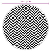 vidaXL Dywan na zewnątrz, biało-czarny, Ø120 cm, PP