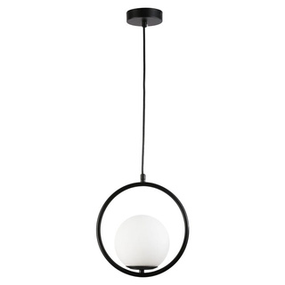 Lampa Wisząca Czarna Kula Mleczna Abruzzo Rossi E27