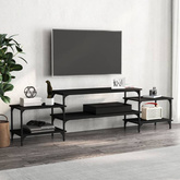 vidaXL Szafka pod TV, czarna, 197x35x52 cm, materiał drewnopochodny