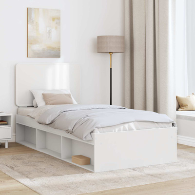 Ramka łóżka Z zagłówkiem Biały 75 x 190 cm Lite drewno sosnowe