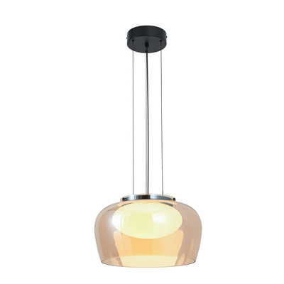 Lampa wisząca Insieme 35 szklana z kloszem bursztynowym nad stół