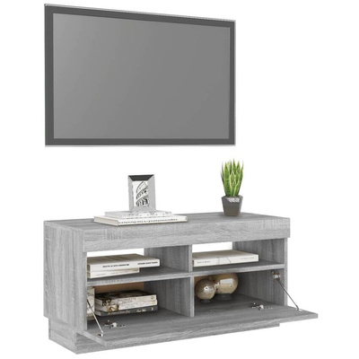 vidaXL Szafka pod TV z oświetleniem LED, szary dąb sonoma, 80x35x40 cm
