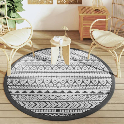 vidaXL Dywan na zewnątrz, czarny, Ø160 cm, PP