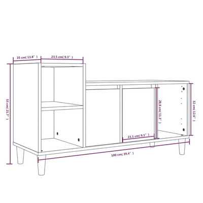 vidaXL Szafka pod TV, biała, 100x35x55 cm, materiał drewnopochodny model standard
