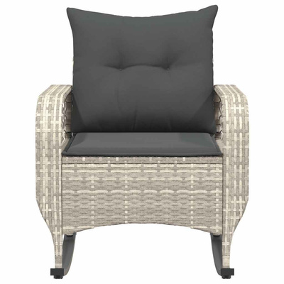 Bujane krzesło ogrodowe z poduszkami, jasnoszare, polirattan
