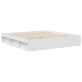 Ramka łóżka Z zagłówkiem Biały 200 x 200 cm Lite drewno sosnowe