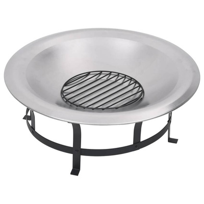 vidaXL Palenisko ogrodowe z kratką, stal nierdzewna, 76 cm