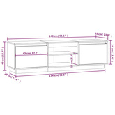 Szafka pod telewizor, 140x35x40 cm, lite drewno sosnowe