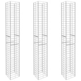 Kosze gabionowe, 3 szt., galwanizowana stal, 25x25x197 cm