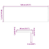 Parapety 2 szt., surowe, 120x40x2 cm, lite drewno dębowe