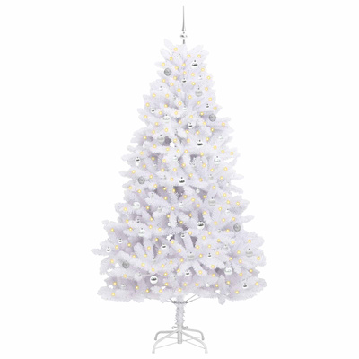 Sztuczna choinka z zawiasami z podstawą Biały 240 cm PVC i stal