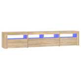 vidaXL Szafka pod TV z oświetleniem LED, dąb sonoma, 210x35x40 cm