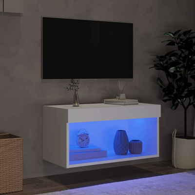 vidaXL Szafka pod TV, z oświetleniem LED, biała, 60x30x30 cm