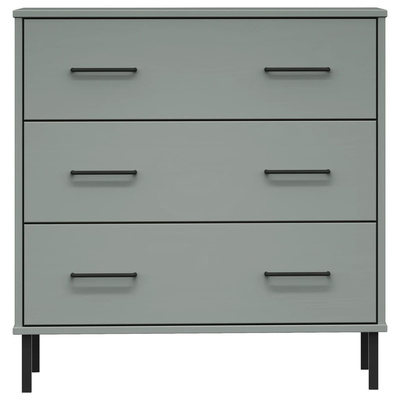 vidaXL Komoda OSLO z 3 szufladami, szara, 77x40x79,5 cm, lite drewno