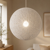 Lampa wisząca biała kula ze sznura na lince 60W Caruba Candellux 31-26913