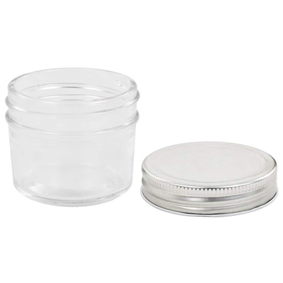 Szklane słoiki na dżem, srebrne pokrywki, 24 szt., 110 ml