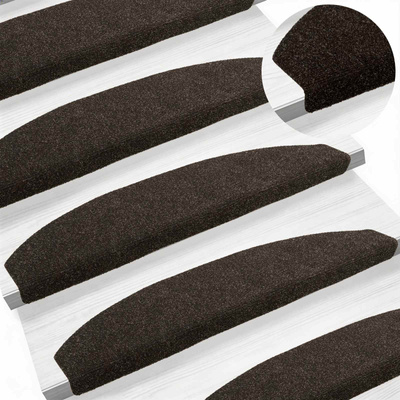 Samoprzylepne maty na schody Półokrąg 15 pcs Ciemny brąz