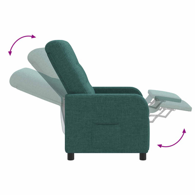 Fotel recliner Ciemnozielony tkanina