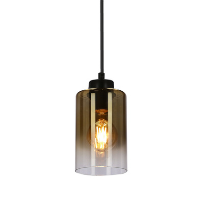 Aspra lampa wisząca czarny 1x60w e27 klosz bursztynowy