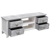 vidaXL Szafka pod TV, biało-szara,108x30x40 cm, drewno paulownia