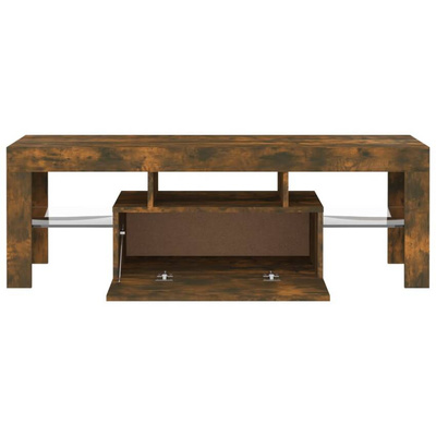 Szafka pod TV z oświetleniem LED, przydymiony dąb, 120x35x40 cm vidaXL