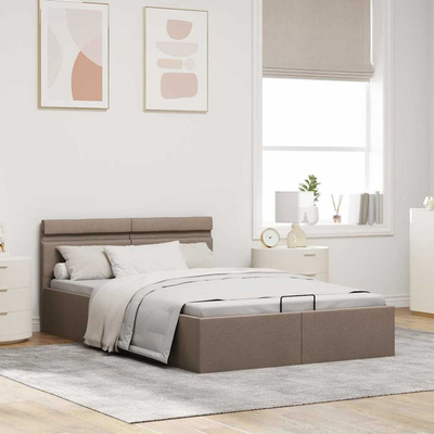 vidaXL Rama łóżka z podnośnikiem i LED, taupe, tkanina, 120 x 200 cm