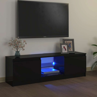 Szafka pod TV z oświetleniem LED, czarna, 120 x 30 x 36 cm