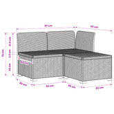 Sofa Ogrodowa 3-osobowa Rattanowa 3-osobowy PP antracytowy