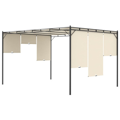vidaXL Altana ogrodowa z zasłoną boczną, 4 x 3 x 2,25 m, kremowa