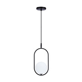 Lampa wisząca CORDEL elegancka - czarna z białym kloszem kulką - nowoczesne oświetlenie salonu i łazienki 1x G9 LED