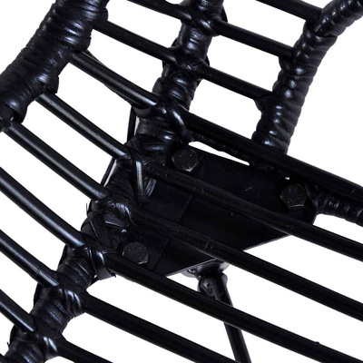 vidaXL Krzesła stołowe, 4 szt., czarne, naturalny rattan