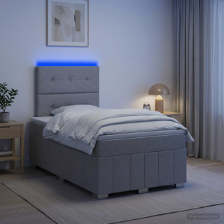 Łóżko z box spring LED z materacem jasnoszary 120 x 190 cm