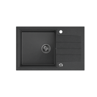 PETER 111 GraniteQ zlewozmywak granitowy black dotted (czarny) 1-komorowy z/o (78x50x20) z syfonem i zaślepką