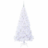 Sztuczna choinka z 300 diodami LED Biały 180 cm PVC i stal