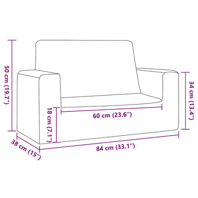 2-os. sofa dla dzieci, niebieska, miękki plusz