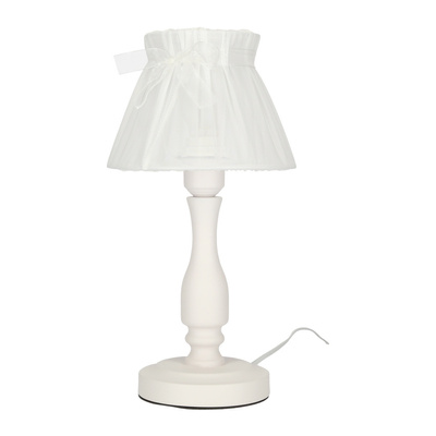 Lampka nocna Zefir biała z abażurem klasyczna E27 40W