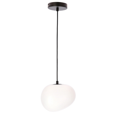 Lampa wisząca STONES 20 cm w stylu Japandi - z białym akrylowym kloszem inspirowanym kamieniem - minimalistyczne oświetlenie sufitowe do salonu E27