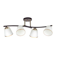 Lampa Sufitowa Brunatny+Złoty 4X40 E27 Klosz Biały Greco