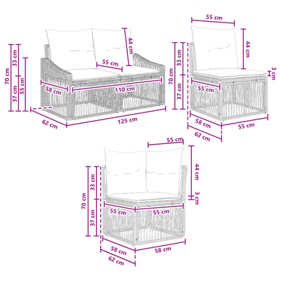 Zestaw Sof na Ogród 13 szt. Czarny polirattan